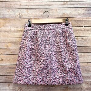 J. Crew Skirt Women’s Size 00 Pink Gold Metallic Confetti Jacquard Tweed Mini